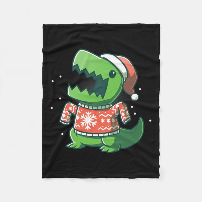 Cobertor De Velo T-rex Natal Diversão Dinossauro Ugly Saurus  (Frente)