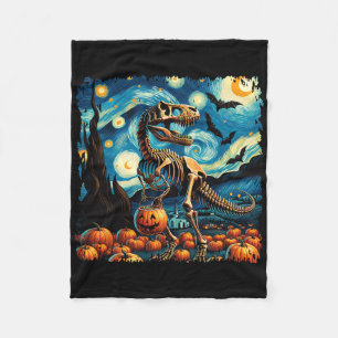 Cobertor De Velo T-rex Skeleton Halloween Van Gogh Starry Night Fal
