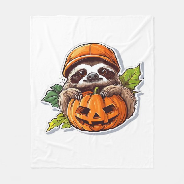 Cobertor De Velo T-Shirt Clássico Dia de as Bruxas engraçado Sloth  (Frente)