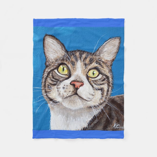 Cobertor De Velo Tabby Cat Painting (Frente)