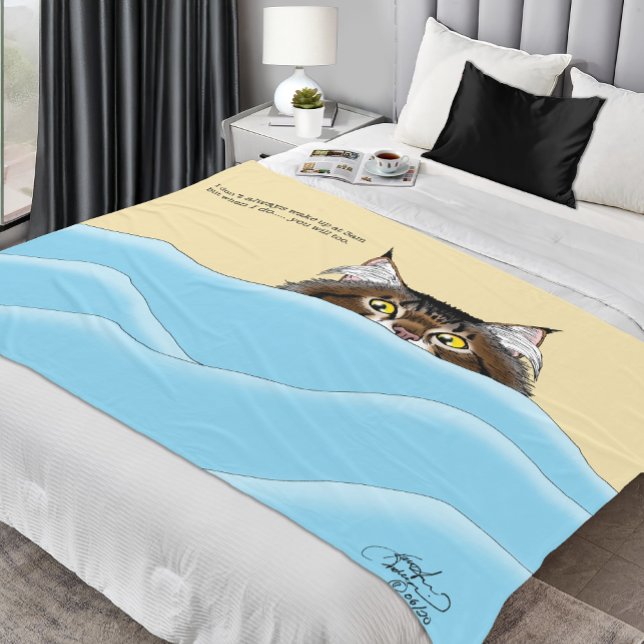 Cobertor De Velo Tabby Cat Peeking Blue Funny (Criador carregado)