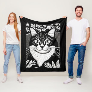 Cobertor De Velo Tabby Cat Surarcado com Flores