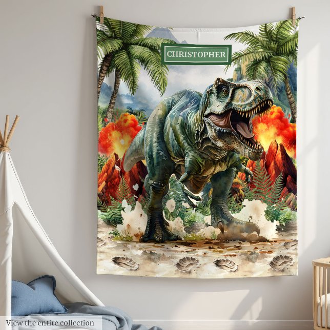 Cobertor De Velo Tabelas de Nomes Personalizados Exclusivos T-Rex (Unique T-Rex Blanket Personalized Name Boys)