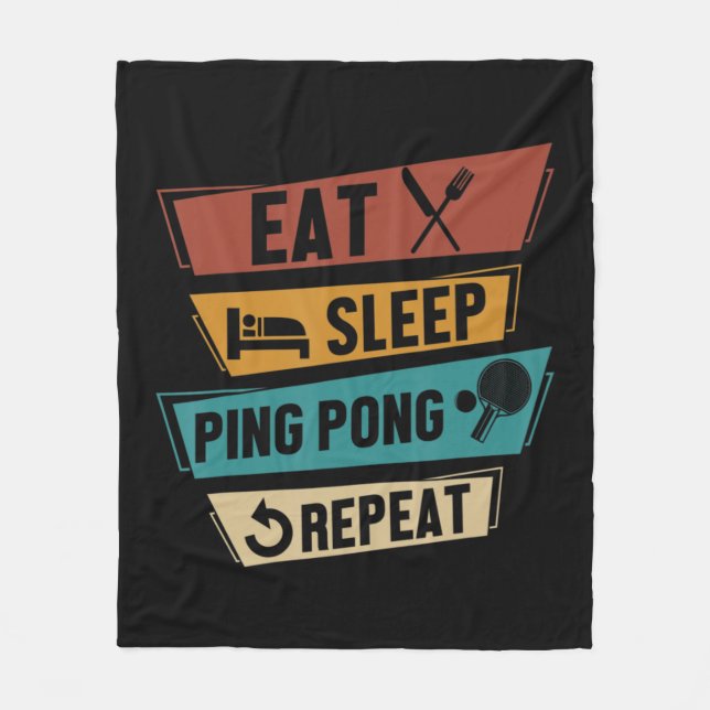 Cobertor De Velo Table Tennis Lover Eat Sleep Ping Pong Repeat  (Frente)