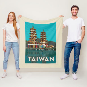 Cobertor De Velo Taiwan Dragão E Pagodas De Tigre