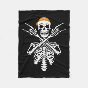 Cobertor De Velo Tampa de esqueleto de roqueiro Skater Halloween Mã