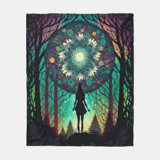 Cobertor De Velo Tapete Floresta Mandala Psicodélica | Arte Boho