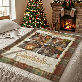 Cobertor De Velo Tartan Border Christmas 4 Photo Template ID1141A