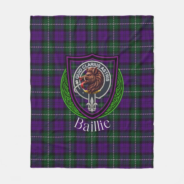 Cobertor De Velo Tartan do Clã Escocês Baillie Crest (Frente)
