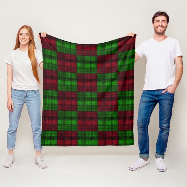 Cobertor De Velo Tartan vermelho e verde de Natal. (In Situ)