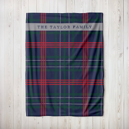 Cobertor De Velo Tartan Xadrez Vermelho Verde Marinho Sobrenome da 