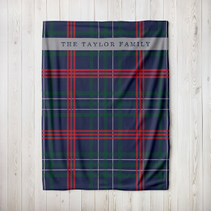 Cobertor De Velo Tartan Xadrez Vermelho Verde Marinho Sobrenome da