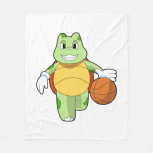 Cobertor De Velo Tartaruga como jogador de basquetebol com basquete