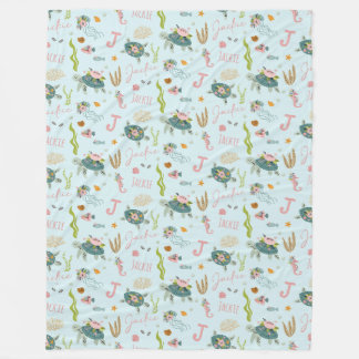 Cobertor De Velo Tartaruga de Menina Personalizada | 60x80 Frota