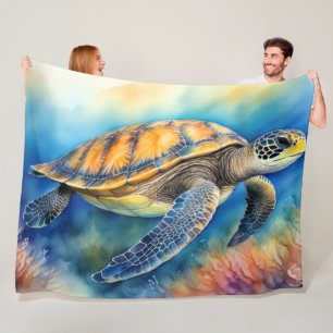 Cobertor De Velo Tartaruga-do-mar com pintura aquosa