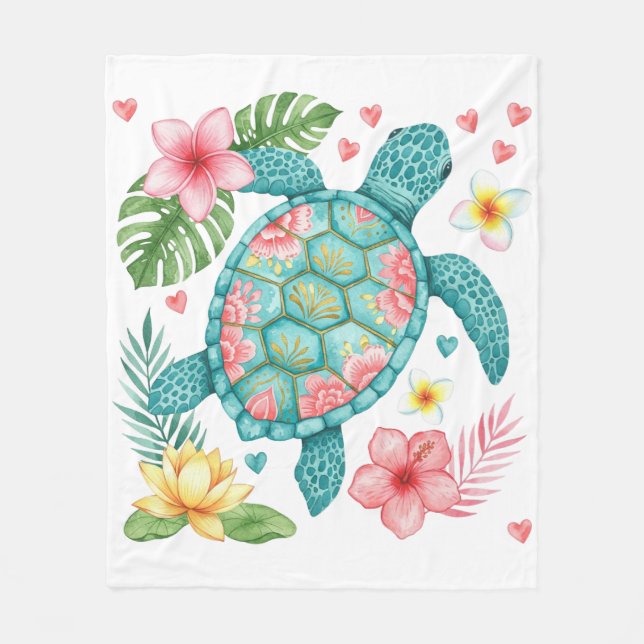 Cobertor De Velo Tartaruga marinha, Peach e Dourada Beach House (Frente)