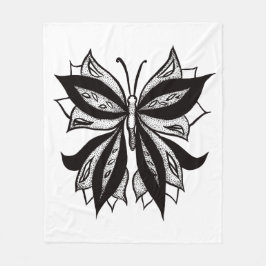 Cobertor De Velo Tatuagem De Borboleta abstrato Preta E Branca