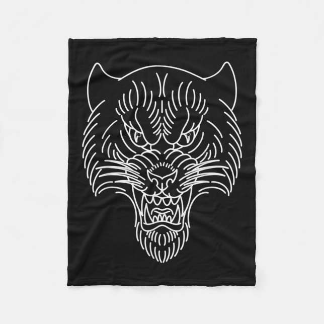 Cobertor De Velo Tatuagem de Tigre Tradicional Americano (Frente)