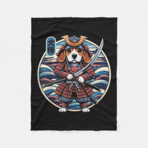 Cobertor De Velo Tatuagem do cão Samurai japonês, Beagle Kawaii Nin