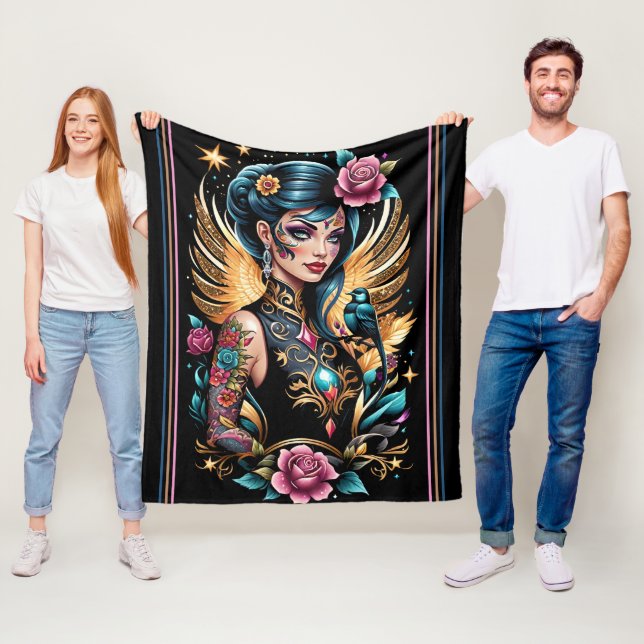 Cobertor De Velo Tatuagens E Rosas 2 (In Situ)