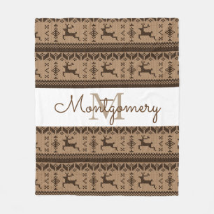 Cobertor De Velo Taupe & Brown Reindeer Nordic Sweater Padrão