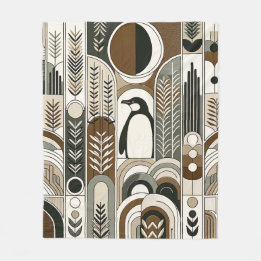 Cobertor De Velo Taupe Mocha Abstrato Grain Arcs Pattern Penguin
