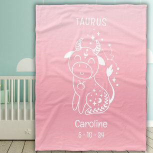 Cobertor De Velo Taurus Zodiac - Nome da Estrela Birthdate Bebê Ros