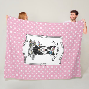 Cobertor De Velo Tea Party Boston Terrier Dog (preto) Cute