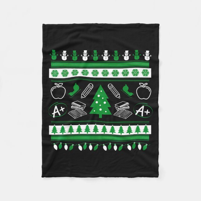 Cobertor De Velo Teacher Ugly Christmas Sweater Instructor Elementa (Frente)