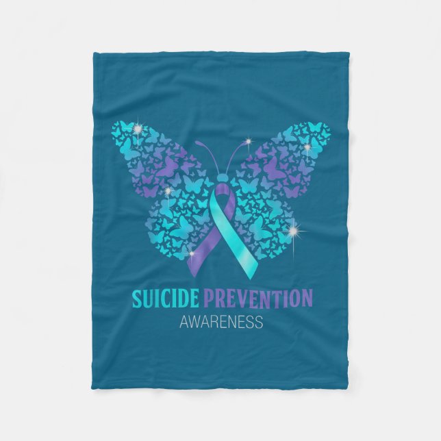 Cobertor De Velo Teal And Purple Butterfly Suicide Prevention Aware (Frente)