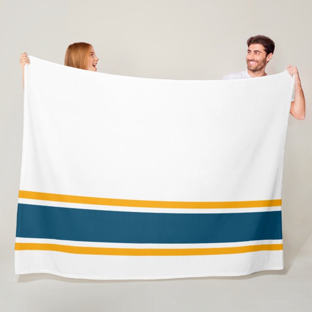 Cobertor De Velo Teal Bue Yellow Racing Stripes White Background (In Situ)