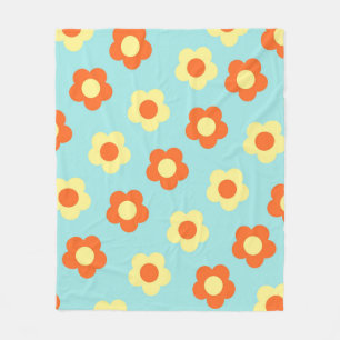 Cobertor De Velo Teal Orange Tropical Floral Verão Botânico