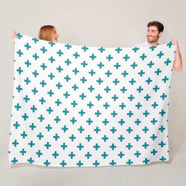 Cobertor De Velo Teal polka cruza em branco (In Situ)