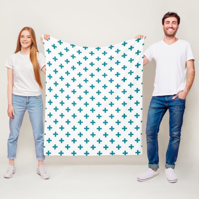 Cobertor De Velo Teal polka cruza em branco (In Situ)