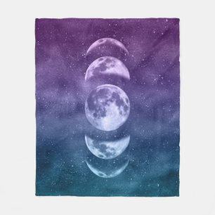 Cobertor De Velo Teal Purple Moon Phases Celestial Padrão