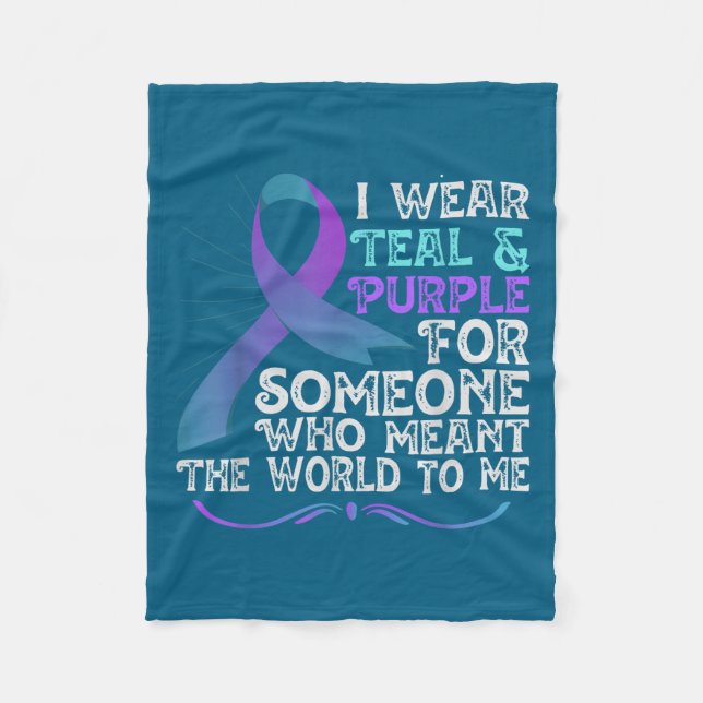 Cobertor De Velo Teal Purple Ribbon For Suicide Prevention Awarenes (Frente)