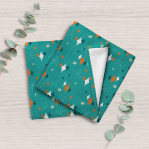 Cobertor De Velo Teal Retro Meio século Moderno no Impulso Atômico