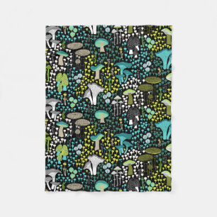 Cobertor De Velo Teal Retro Mushroom