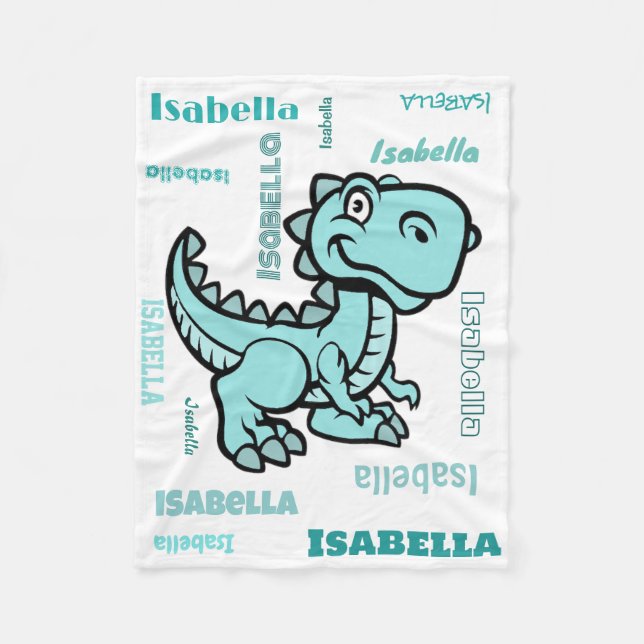 Cobertor De Velo Teal T Rex Dinosaur Fleece Blanket (Frente)