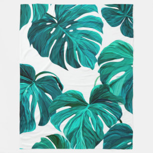 Cobertor De Velo Teal Tropical Monstera Leaf Seamless Pattern Art