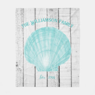 Cobertor De Velo Teal Vintage Scallop Shell Flell Blanket