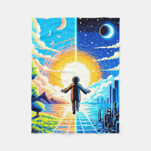 Cobertor De Velo Tech and Nature Harmony - Pixel Art de 8 bits