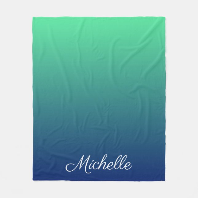 Cobertor De Velo Tecla verde e azul personalizada (Frente)