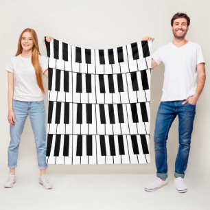 Cobertor De Velo Teclas de Piano Preto e Branco Pianista Músico