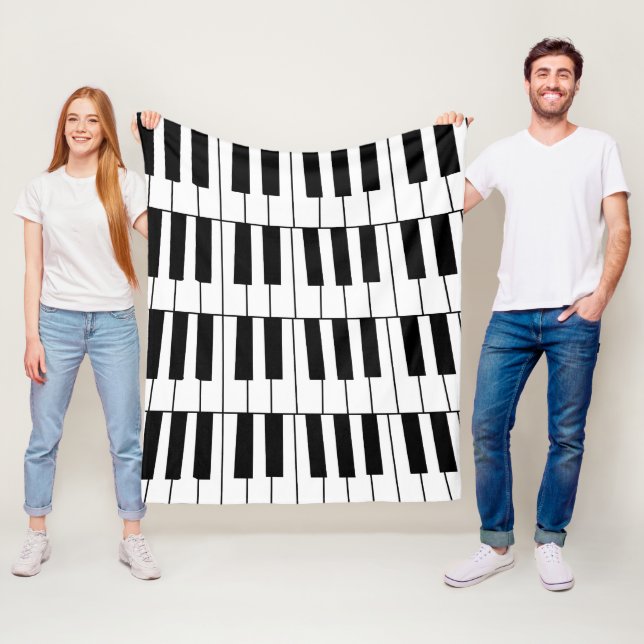 Cobertor De Velo Teclas de Piano Preto e Branco Pianista Músico  (In Situ)