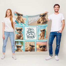 Cobertor De Velo Teddy Bear Beach Blanket, Cute Bear Sunglasses 