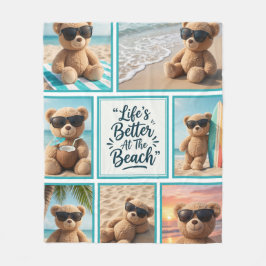 Cobertor De Velo Teddy Bear Beach Blanket, Cute Bear Sunglasses 