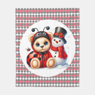 Cobertor De Velo Teddy Bear Ladybug com Chá de fraldas de Snowman