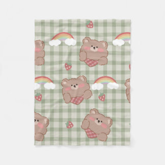 Cobertor De Velo Teddy Bear & Rainbow Sherpa Blanket