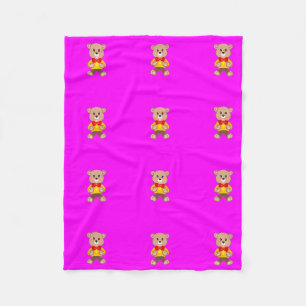 Cobertor De Velo Teddy Bears Modern Pink Magenta